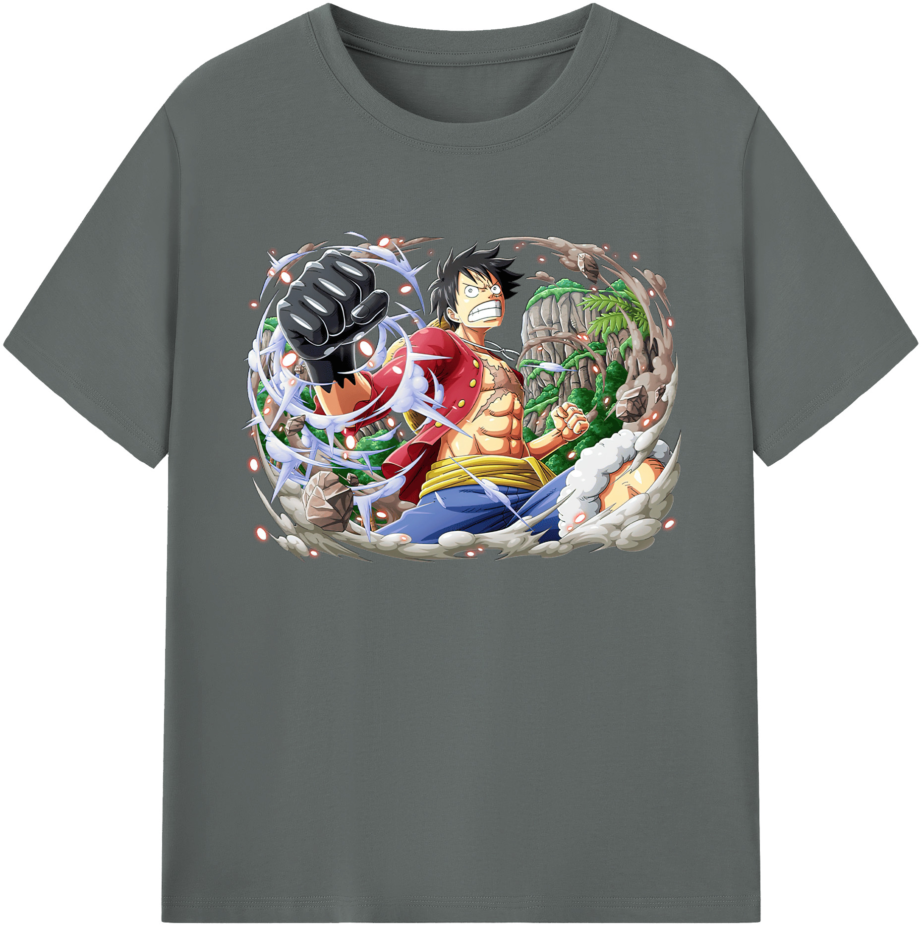 ワンピース モンキー・D・ルフィ ONE PIECE Monkey D. Luffy 綿100％ メンズ半袖Tシャツ｜肌触りやわらか＆通気性